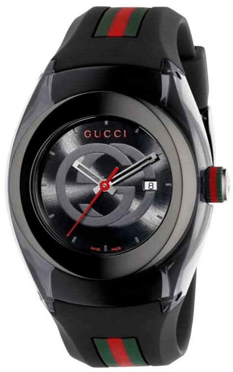 gucci sync watch black|Gucci watch with rubber strap.